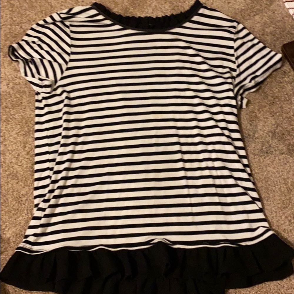 white and black striped shirt